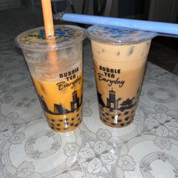 Thai tea (left) , Brown Sugar Milk Tea (right) Thai tea (left) , Brown Sugar Milk Tea (right)