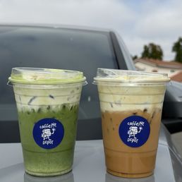 Pistachio matcha and pistachio latte