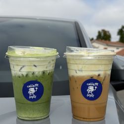 Caffeine Depot - Pistachio matcha and pistachio latte