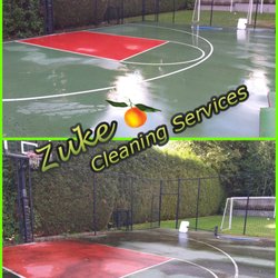 Zuke Cleaning Services - Pressure washing large driveway sized sports area in West Vancouver, British Properties