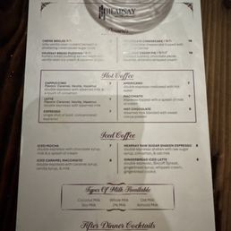 Dessert menu Dessert menu