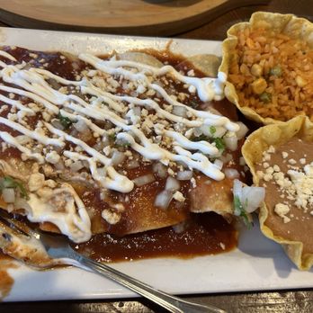 Madero Cantina Norwin - Enchiladas (ground beef) with rice and what tastes like refried beans from a can. - Mexican Near Me - North Huntingdon, Pennsylvania Madero Cantina Norwin - Enchiladas (ground beef) with rice and what tastes like refried beans from a can. - Mexican Near Me - North Huntingdon, Pennsylvania