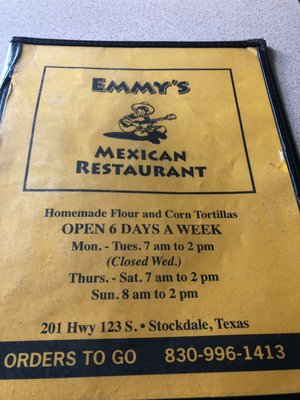 Menu photo 3 Emmy Mexican Restaurant Stockdale, TX Menu photo 3 Emmy Mexican Restaurant Stockdale, TX