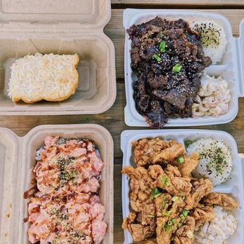 Grind Wit Tryz - [Top to Bottom]: Hawaiian Cheesecake, Teri Beef, Spicy Ahi, Ono Chicken (ig @ouitsfood) - Filipino Near Me - Portland, Oregon