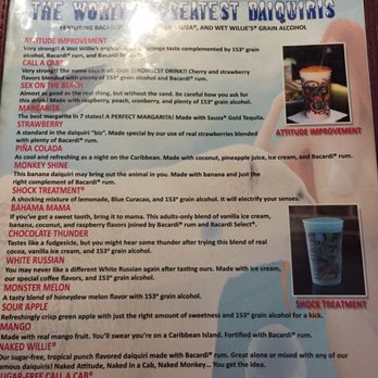 Wet Willie's - Drink menu - Lounges Near Me - Miami Beach, Florida Wet Willie's - Drink menu - Lounges Near Me - Miami Beach, Florida