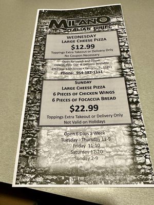 Menu photo 3 Milano Italian Grill Sunrise, FL Menu photo 3 Milano Italian Grill Sunrise, FL