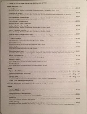 Menu photo 1 TC's Diner Pensacola, FL