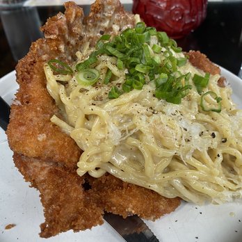 Ruby Chow's - Cacio e pepe with pork cutlet - Asian Fusion Near Me - Atlanta, Georgia Ruby Chow's - Cacio e pepe with pork cutlet - Asian Fusion Near Me - Atlanta, Georgia