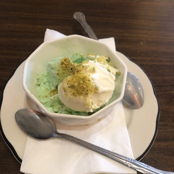 Taboon Mediterranean - Ashta Ice Cream pistachio and rose water top with crushed pistachio. - Mediterranean Near Me - Long Beach, California Taboon Mediterranean - Ashta Ice Cream pistachio and rose water top with crushed pistachio. - Mediterranean Near Me - Long Beach, California