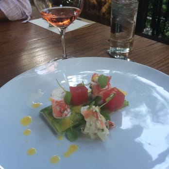 The Raymond 1886 - Alaskan Kin Crab with watermelon, sorrel, Aji Amarillo paired w/ Rosé of Syrah - New American Near Me - Pasadena, California The Raymond 1886 - Alaskan Kin Crab with watermelon, sorrel, Aji Amarillo paired w/ Rosé of Syrah - New American Near Me - Pasadena, California