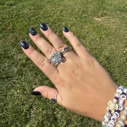 Victorian Nail Spa - Full acrylic set with celestial design based on Pinterest picture