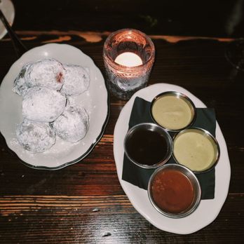 Sotto - My fav desert to get here . their fried balls w 3 differrnt sauces : chocolate, caramel, pistachio .. - Italian Near Me - Cincinnati, Ohio Sotto - My fav desert to get here . their fried balls w 3 differrnt sauces : chocolate, caramel, pistachio .. - Italian Near Me - Cincinnati, Ohio