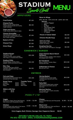 Menu photo 1 Stadium Sports & Grill Dallas, TX Menu photo 1 Stadium Sports & Grill Dallas, TX