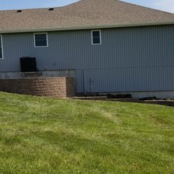 Linebach Lawn & Landscape - Retaining wall almost finished