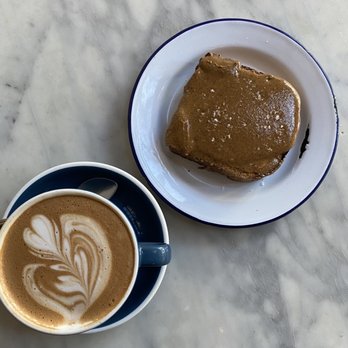 The Mill - Mocha (after i sipped it and ruined the beautiful latte art) and Almond butter toast :) - Coffee & Tea Near Me - San Francisco, California The Mill - Mocha (after i sipped it and ruined the beautiful latte art) and Almond butter toast :) - Coffee & Tea Near Me - San Francisco, California