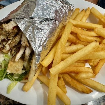 Chris' Taverna - Caesar chicken salad wrap with fries - Greek Near Me - Boynton Beach, Florida
