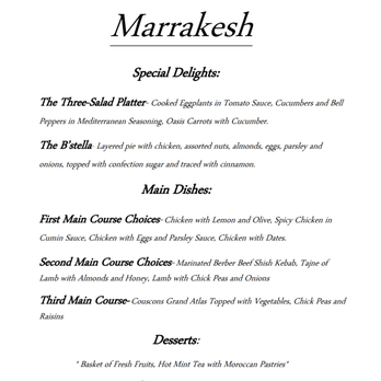 Marrakesh Restaurant - Menu - Moroccan Near Me - Philadelphia, Pennsylvania