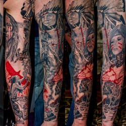 Tormented Souls - Native American Indian Tattoo Sleeve