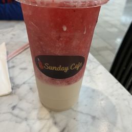 Horchata and dragon fruit-strawberry
