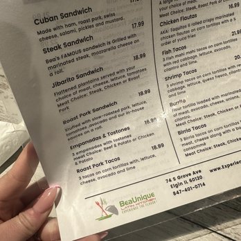 Beaunique Latin Kitchen - Menu - Latin American Near Me - Elgin, Illinois