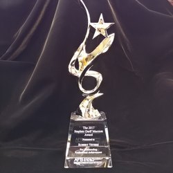 Academy Engraving - Our Chrome Star Glory award with sandblasted glass base.