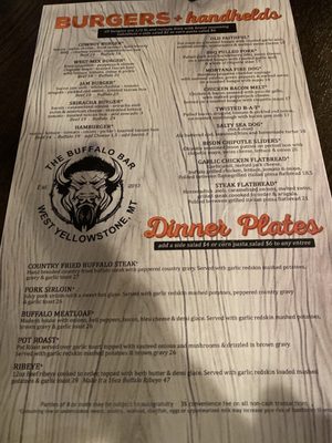 Menu photo 8 The Buffalo Bar West Yellowstone, MT Menu photo 8 The Buffalo Bar West Yellowstone, MT