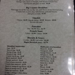 Kelly Rae's Country Cafe - Breakfast menu