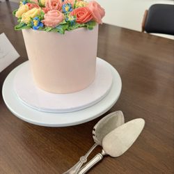 Rose birthday cake with Italian meringue buttercream. Yum!