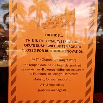 Oku’s Sushi - Sushi Bars Near Me - Kihei, Hawaii