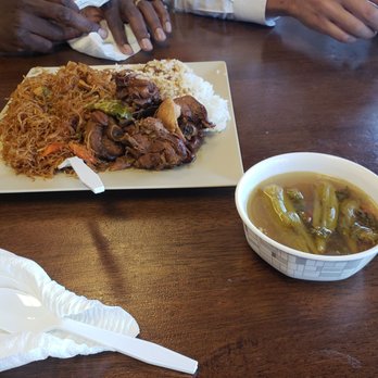 Lola Adang's Kusina - 2 entree meal. Adobo chicken and chicken noodles. Okra soup. Enjoyed it very much! - Filipino Near Me - North Chicago, Illinois Lola Adang's Kusina - 2 entree meal. Adobo chicken and chicken noodles. Okra soup. Enjoyed it very much! - Filipino Near Me - North Chicago, Illinois