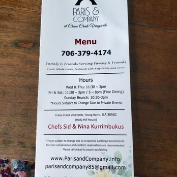 Paris & Company - Menu as of 5/27/21 - Desserts Near Me - Young Harris, Georgia Paris & Company - Menu as of 5/27/21 - Desserts Near Me - Young Harris, Georgia