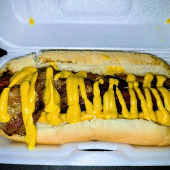 Tooney's Flavor House - Dog w/ Bacon, cheese, and mustard - Comfort Food Near Me - Youngstown, Ohio Tooney's Flavor House - Dog w/ Bacon, cheese, and mustard - Comfort Food Near Me - Youngstown, Ohio