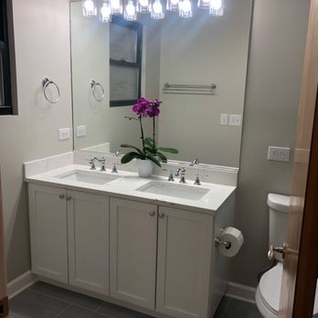 Metro Construction and Remodeling Inc - Master Bathroom remodeled double sink and flooring - General Contractors Near Me - Chicago, Illinois