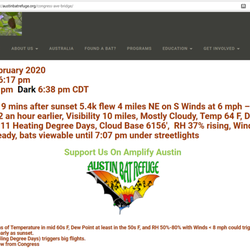 Austin Bat Refuge - See our webpage for yesterday's Congress Avenue Bridge Flight Times. https://austinbatrefuge.org/congress-ave-bridge/