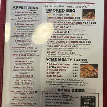 ACME by Full Circle - Menú - Barbeque Near Me - Fort Wayne, Indiana
