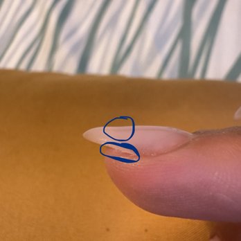 Serenity Nails And Lashes Studio - Not even, it not straight, there's a dentation on the nail. - Nail Salons Near Me - Modesto, California Serenity Nails And Lashes Studio - Not even, it not straight, there's a dentation on the nail. - Nail Salons Near Me - Modesto, California
