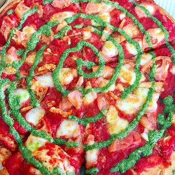 Romeo's Pizza - Magherita pizza with basil pesto - Pizza Near Me - Columbus, Ohio Romeo's Pizza - Magherita pizza with basil pesto - Pizza Near Me - Columbus, Ohio