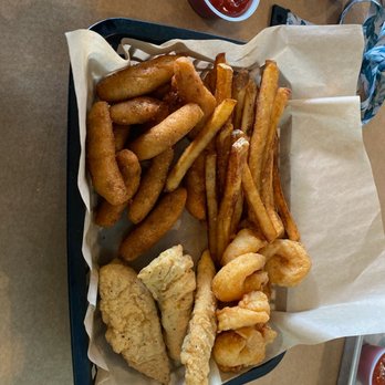 Backfins Crab House - Combo with tenders, shrimp, fries and hush puppies. - Seafood Near Me - Wake Forest, North Carolina Backfins Crab House - Combo with tenders, shrimp, fries and hush puppies. - Seafood Near Me - Wake Forest, North Carolina