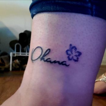 Ray - Ohana with purple hibiscus - Tattoo Near Me - Long Beach, California Ray - Ohana with purple hibiscus - Tattoo Near Me - Long Beach, California