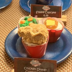P and J Southern takeout - Apple fritter "chicken", snickers "mashed potatoes" & starburst "butter," M&M and starburst "peas & carrots" cupcakes! Funny & delicious