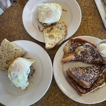 Claire's On Cedros - Short rib hash brown potato cakes and French  toast - Breakfast & Brunch Near Me - Solana Beach, California
