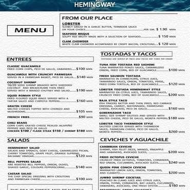Menu photo 4 Hemingway San Miguel de Cozumel, ROO Menu photo 4 Hemingway San Miguel de Cozumel, ROO