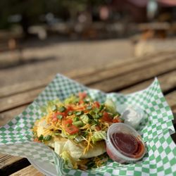 Fry Bread - Vegetarian bean and cheese fry bread taco