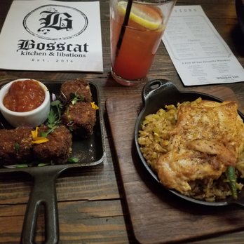 Bosscat Kitchen & Libations - Parmesan Crusted Meatloaf, Raspberry Lemonade (Seasonal) & Cajun Brick Chicken - New American Near Me - Irvine, California Bosscat Kitchen & Libations - Parmesan Crusted Meatloaf, Raspberry Lemonade (Seasonal) & Cajun Brick Chicken - New American Near Me - Irvine, California