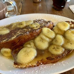 French toast with Banana Foster topping. French toast with Banana Foster topping.