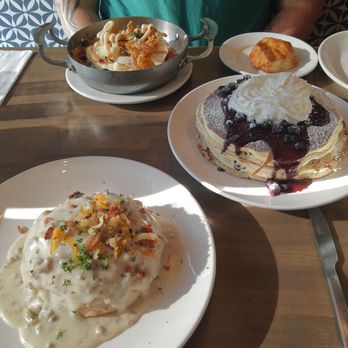 Buttermilk - Stuffed biscuit. Lemon blueberry pancakes. And a meaty skillet. Generous portions! - Coffee & Tea Near Me - Naperville, Illinois