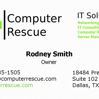 Computer Rescue - Computer Rescue business card back design. Get your business cards and flyers designed by Computer Rescue. - IT Services & Computer Repair Near Me - Dallas, Texas Computer Rescue - Computer Rescue business card back design. Get your business cards and flyers designed by Computer Rescue. - IT Services & Computer Repair Near Me - Dallas, Texas