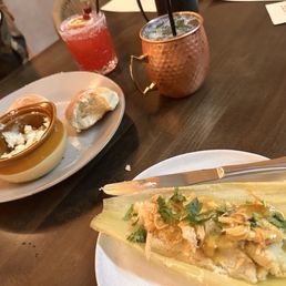 Turkey tamale and bread rolls