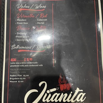 Juanita - Menu - Brazilian Near Me - Stoughton, Massachusetts