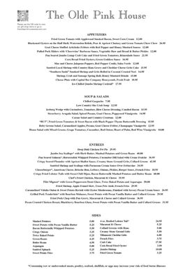 Menu photo 1 The Olde Pink House Savannah, GA Menu photo 1 The Olde Pink House Savannah, GA
